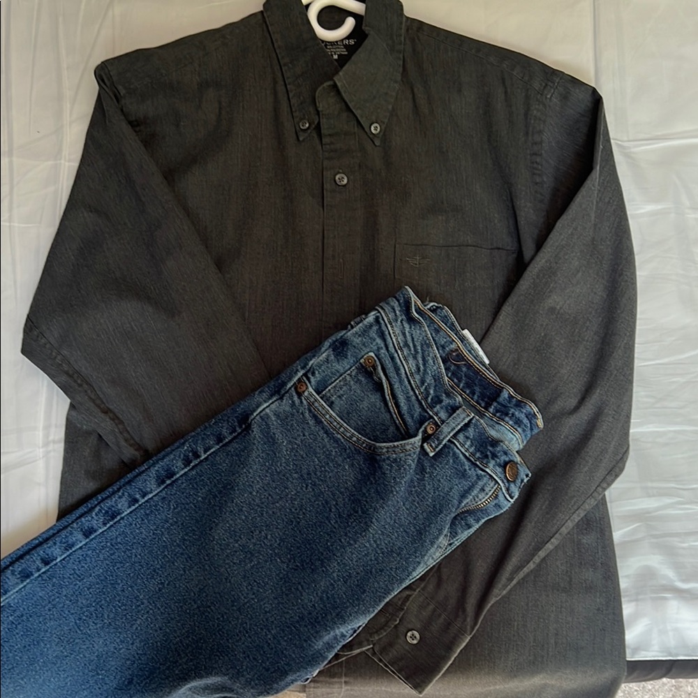 Dockers Charcoal Gray Shirt Casual Office Business SZ Medium
